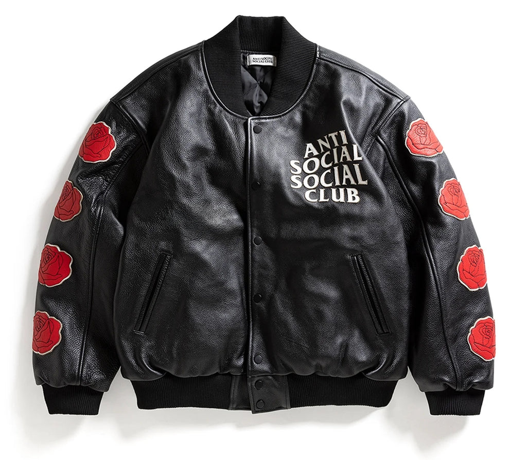 PETAL TO THE METAL LEATHER VARSITY JACKET