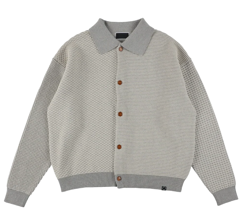 MULTI KNIT SHIRT JACKET GRAY × OATMEAL