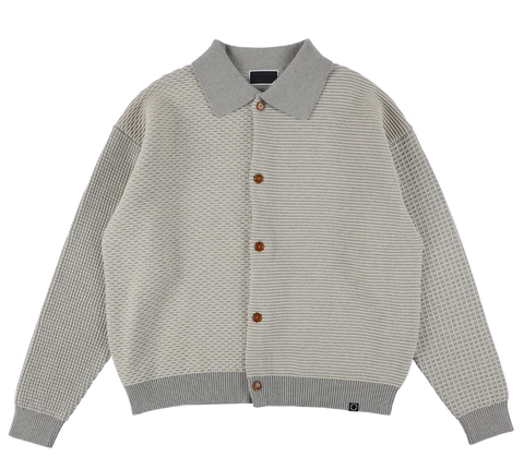 MULTI KNIT SHIRT JACKET GRAY × OATMEAL