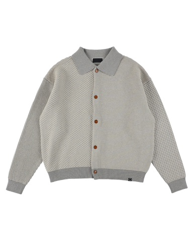 MULTI KNIT SHIRT JACKET GRAY × OATMEAL