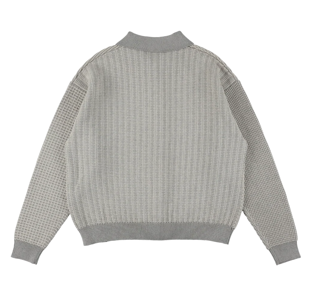 MULTI KNIT SHIRT JACKET GRAY × OATMEAL