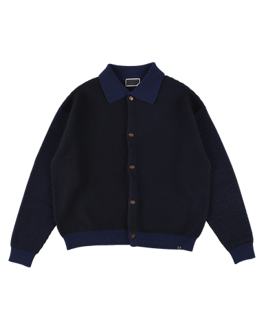 MULTI KNIT SHIRT JACKET NAVY × BLACK