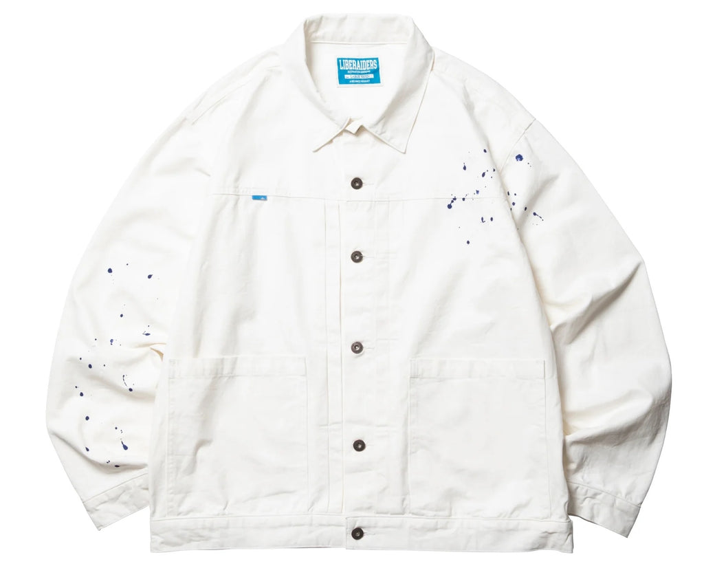 GARMENT DYED TRUCKER JACKET WHITE