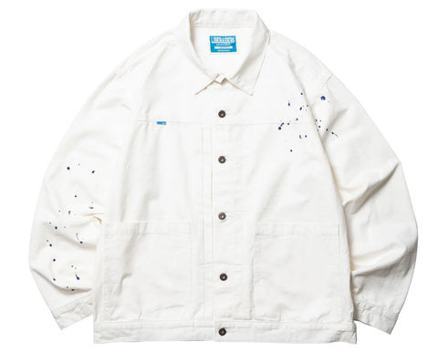 GARMENT DYED TRUCKER JACKET WHITE