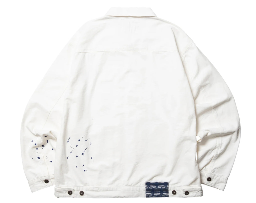 GARMENT DYED TRUCKER JACKET WHITE