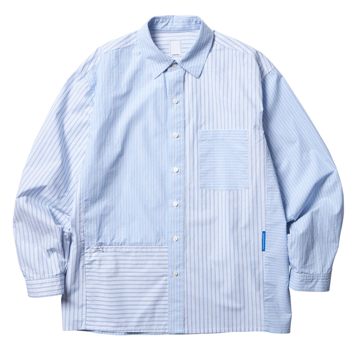 PATCHWORK STRIPE SHIRT WHITE