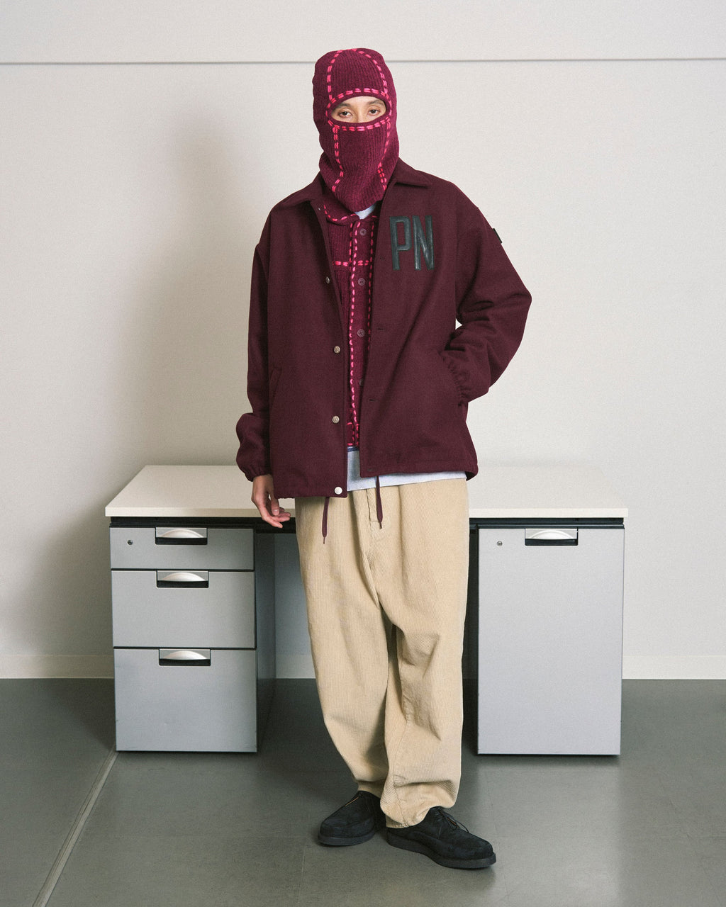 WOOL MELTON COACH JACKET BURGUNDY