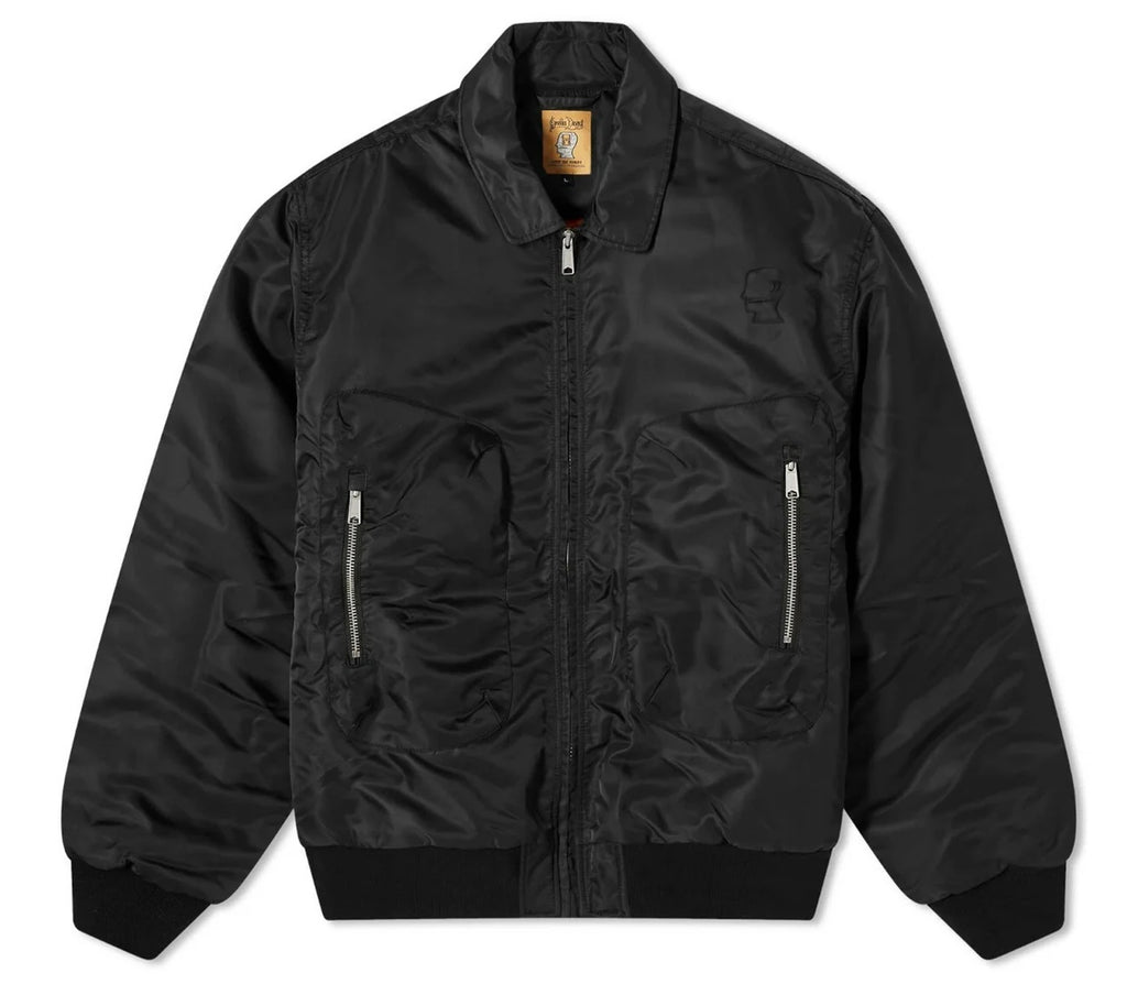 EMBROIDERED 3D FLIGHT JACKET BLACK