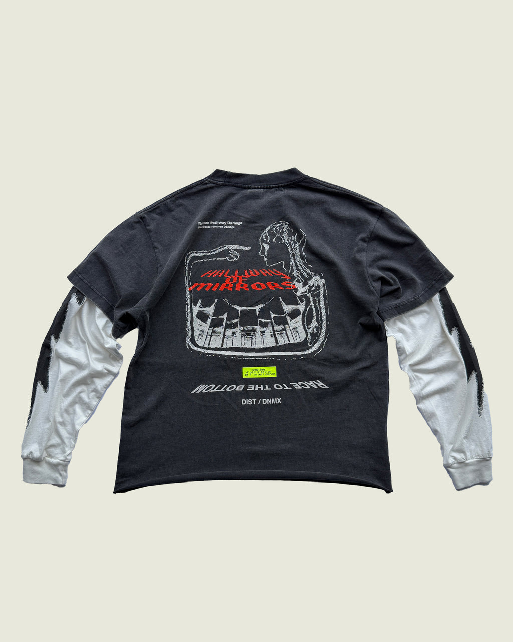 DIST / DNMX x SKULLPHONE "Hallway Of Mirrors" LONG SLEEVE T-SHIRT BLACK FADE