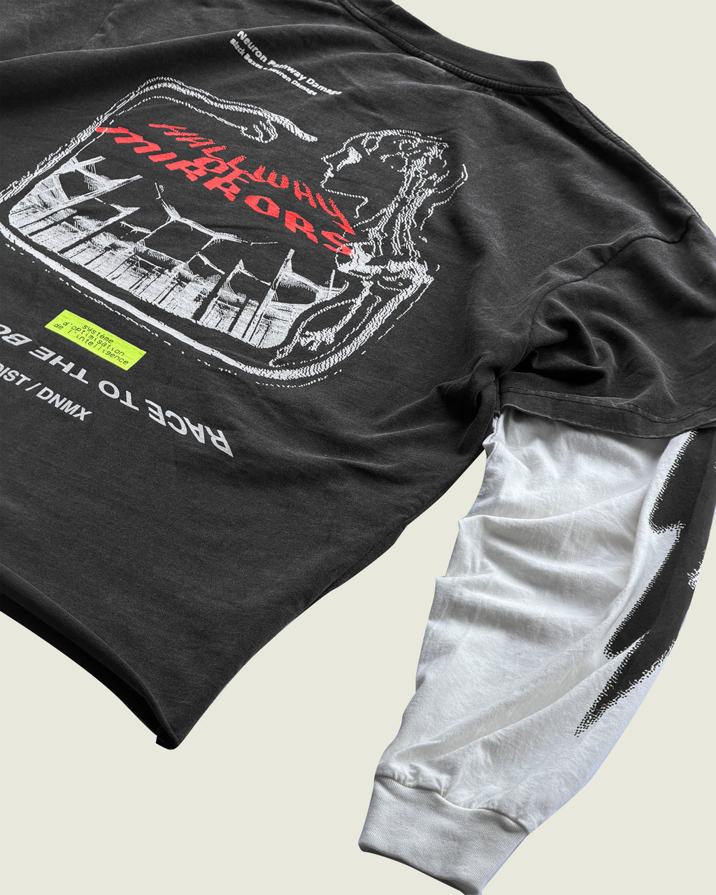 DIST / DNMX x SKULLPHONE "Hallway Of Mirrors" LONG SLEEVE T-SHIRT BLACK FADE