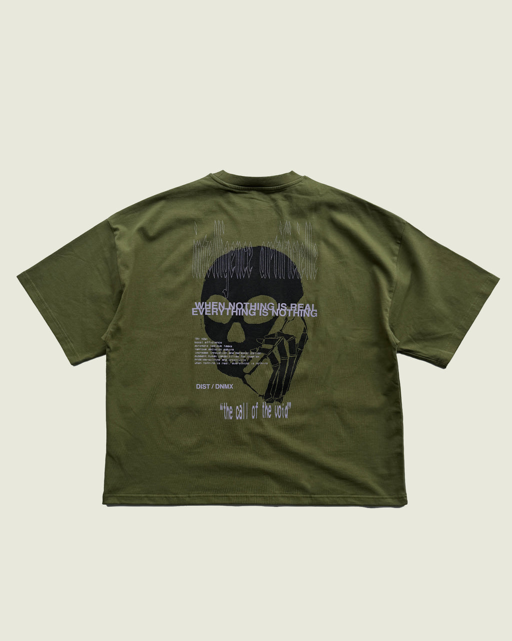 DIST / DNMX X SKULLPHONE "The Call of The Void" T-SHIRT OLIVE