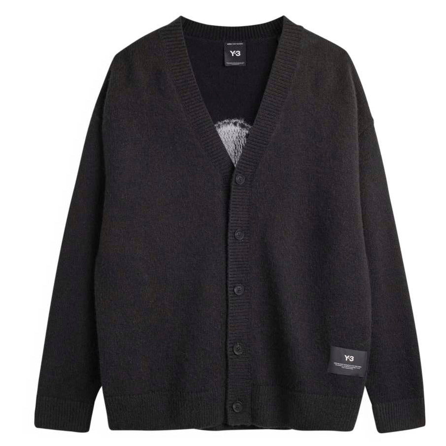 Y-3 CHITO GRAPHIC KNIT CARDIGAN  BLACK