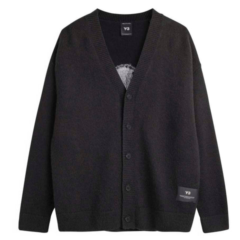 Y-3 CHITO GRAPHIC KNIT CARDIGAN  BLACK