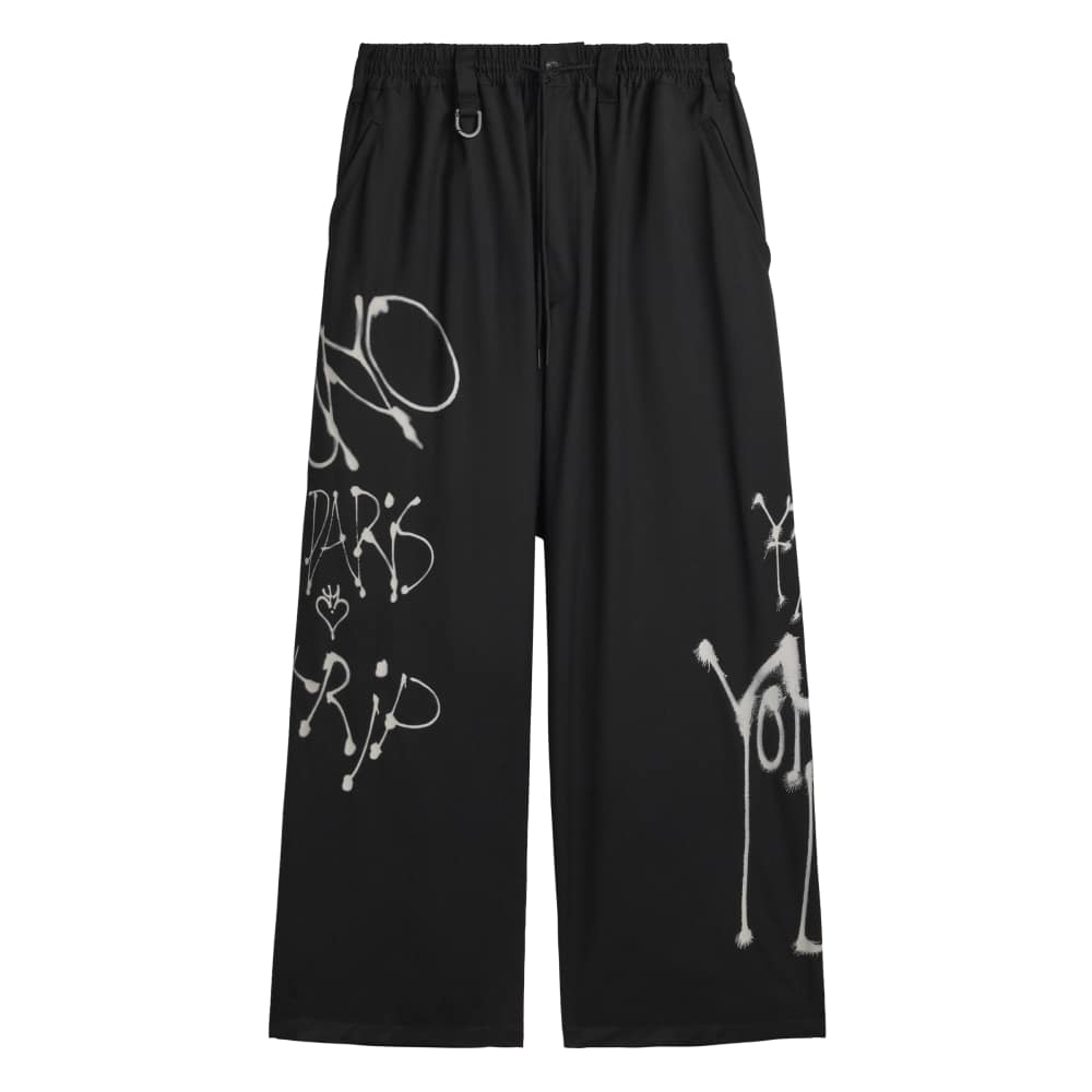 Y-3 CHITO GFX WIDE WOOL PANTS BLACK