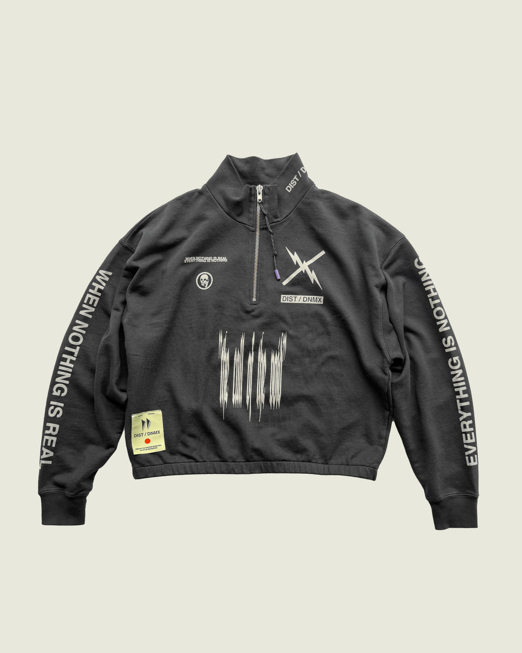 DIST / DNMX X SKULLPHONE "Pegasus Void" Quarter Zip BLACK FADE