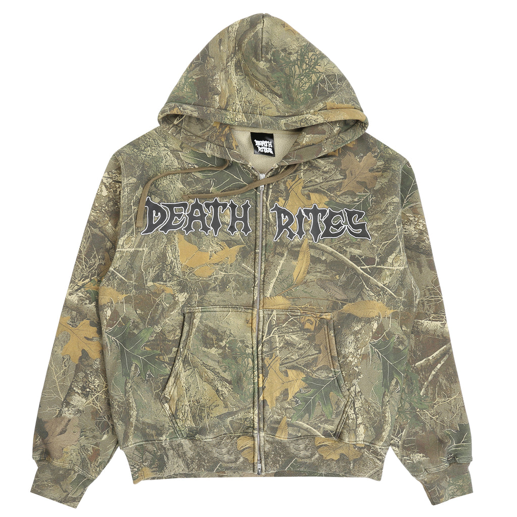 SCRIPT ZIP HOODED SWEATER TREE CAMO