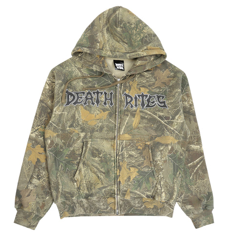 SCRIPT ZIP HOODED SWEATER TREE CAMO