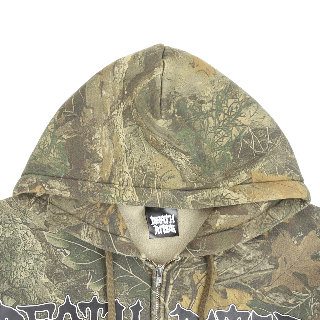 SCRIPT ZIP HOODED SWEATER TREE CAMO