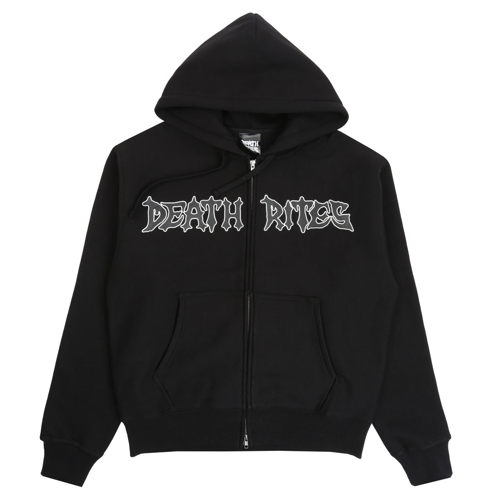 SCRIPT ZIP HOODED SWEATER BLACK