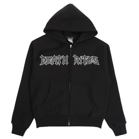 SCRIPT ZIP HOODED SWEATER BLACK