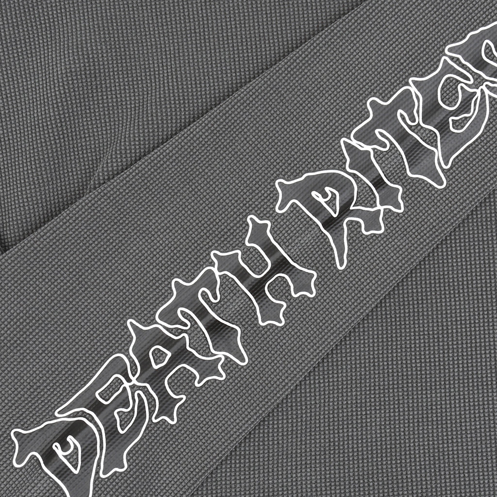 SCRIPT SLEEVE WAFFLE KNIT CREWNECK TOP BLACK
