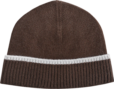 CONTRAST STRIPE BEANIE BROWN
