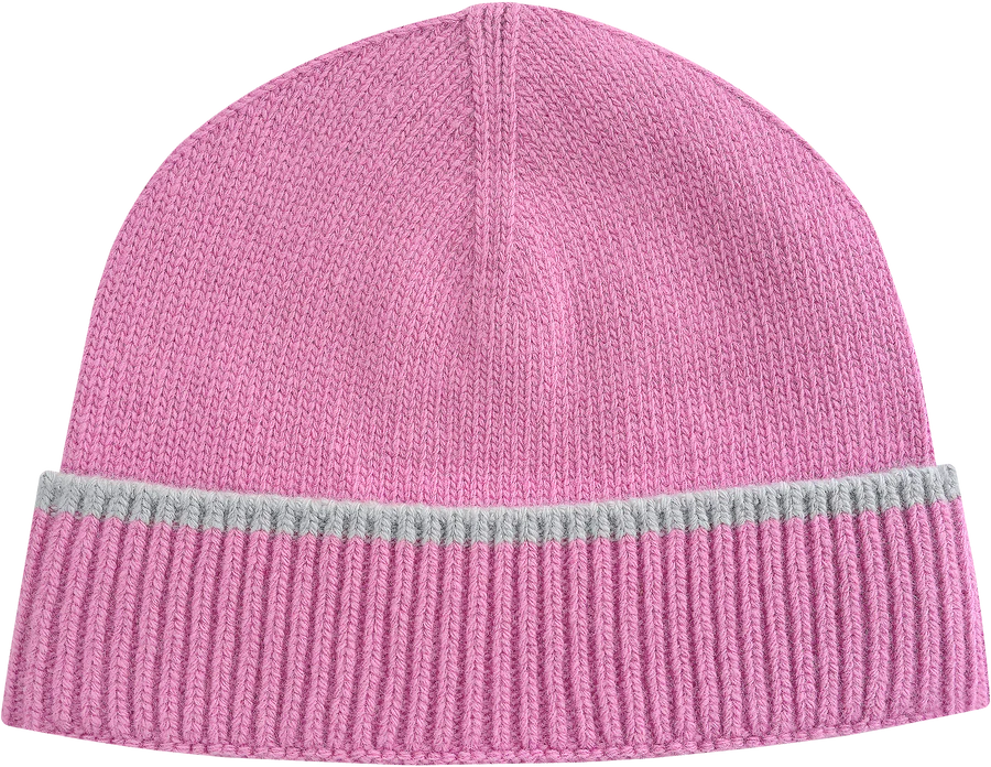CONTRAST STRIPE BEANIE PINK