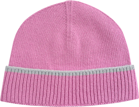 CONTRAST STRIPE BEANIE PINK